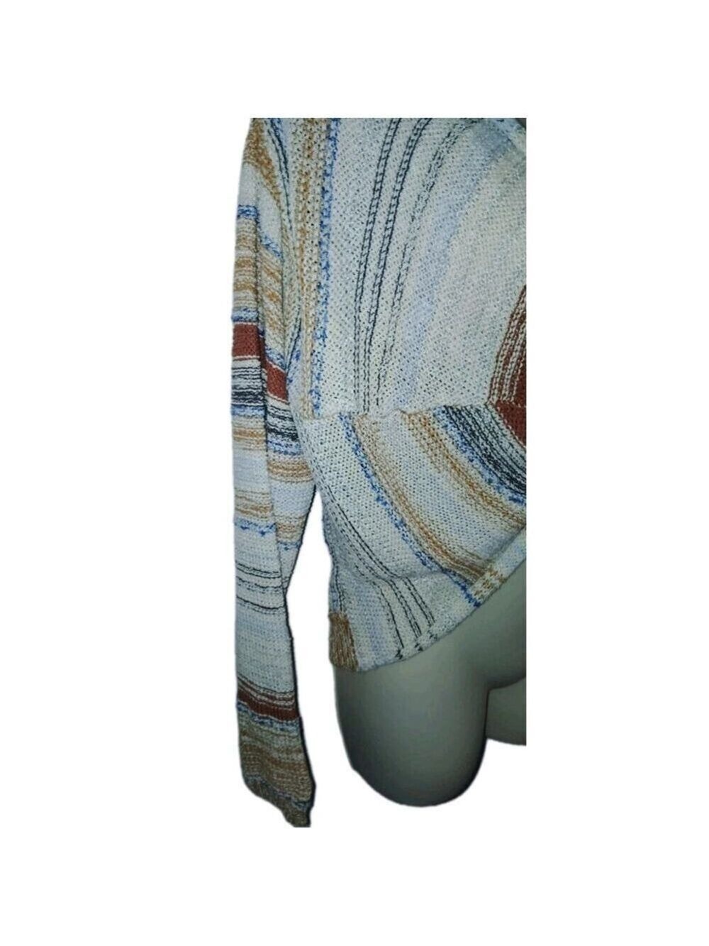 Crop Top XL Long Sleeved Knit Knot V Neck Sweater Striped Multicolor - Picture 3 of 6